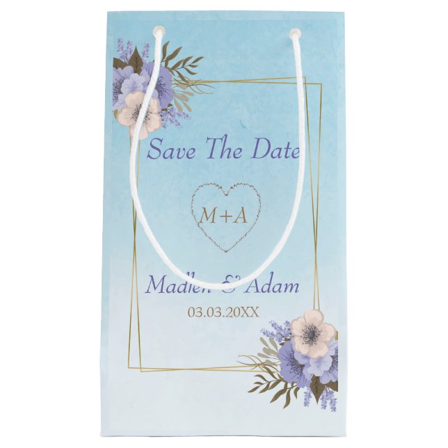 Bolsa De Regalo Pequeña Flores Y Marco De Oro (Anverso)