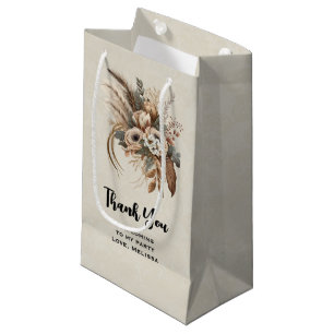 Bolsa De Regalo Pequeña Flowers Foliage y Feathers Fiesta Gracias