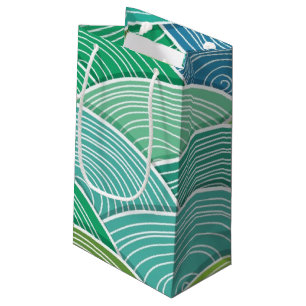 Bolsa De Regalo Pequeña Fondo de ondas verdes abstractas encrespadas