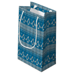 Bolsa De Regalo Pequeña Fondo hecho punto azul