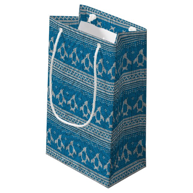 Bolsa De Regalo Pequeña Fondo hecho punto azul (Angulo reverso)