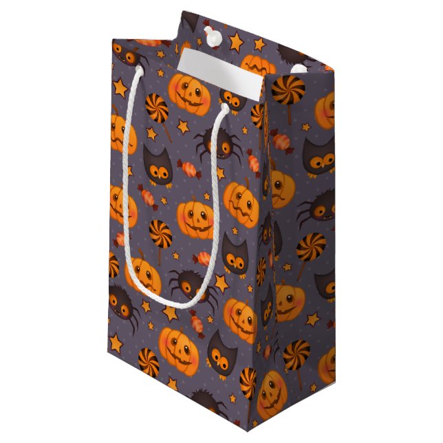 Bolsa De Regalo Pequeña Fondo púrpura del patrón de Halloween (Angulo Anverso)