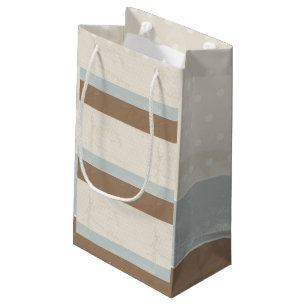 Bolsa De Regalo Pequeña Fondo retro de los puntos de polka suave azul beig