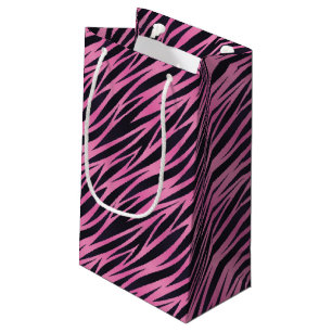 Bolsa De Regalo Pequeña Fondo rosado de la raya de la cebra