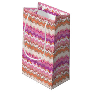 Bolsa De Regalo Pequeña Fondo rosado del zigzag