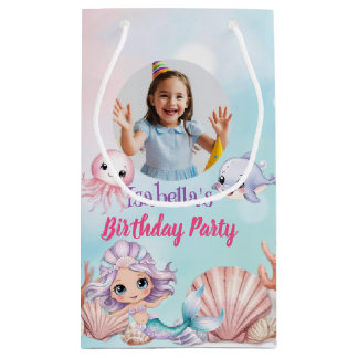 Bolsa De Regalo Pequeña Foto de sirena bajo el cumpleaños del mar