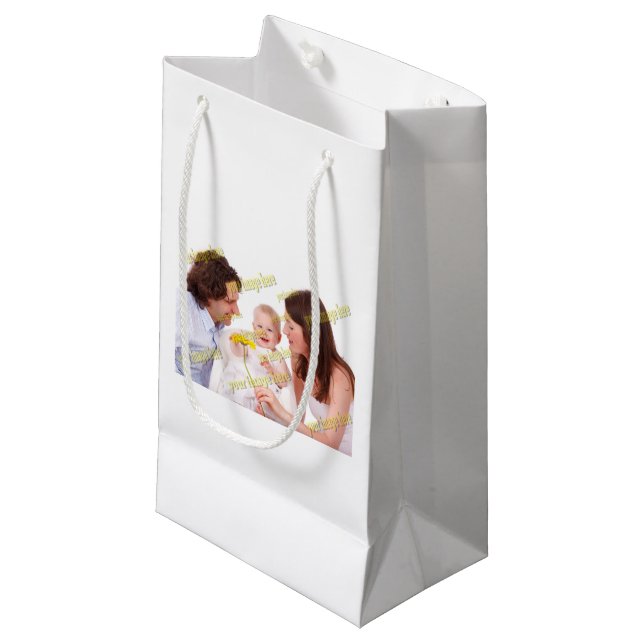 Bolsa De Regalo Pequeña Foto FAMILIAR ✨ Personalizado encantador (Angulo Anverso)