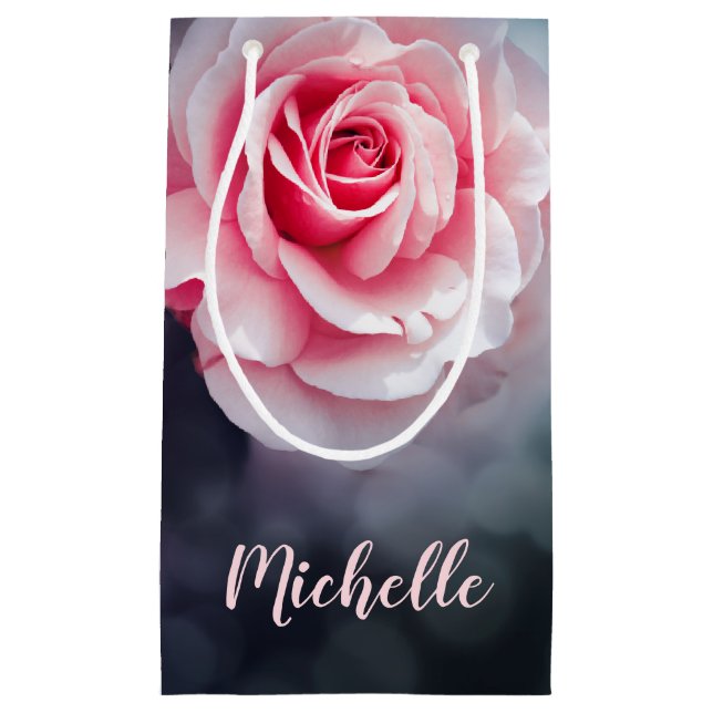 Bolsa De Regalo Pequeña Foto floral de rosas rosas rosas femeninas (Anverso)