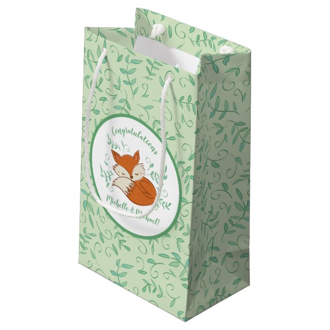 Bolsa De Regalo Pequeña Fox Baby Shower Woodland Animals (Angulo reverso)