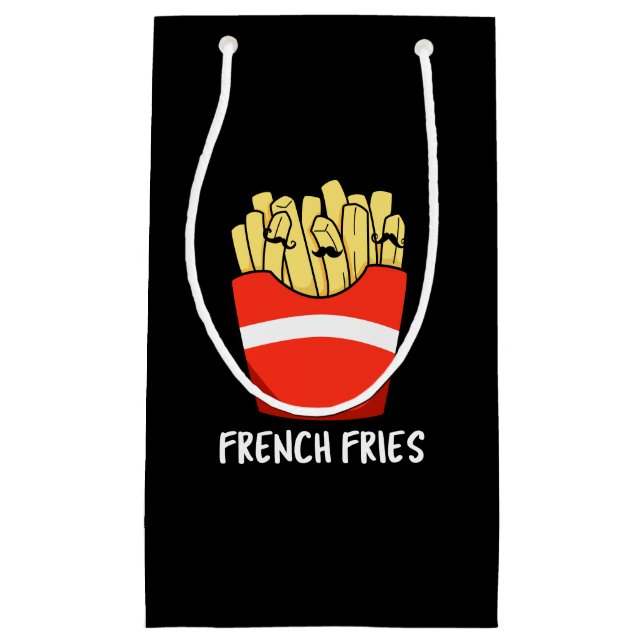 Bolsa De Regalo Pequeña French Fries Funny Fast Food Pun Dark BG (Anverso)