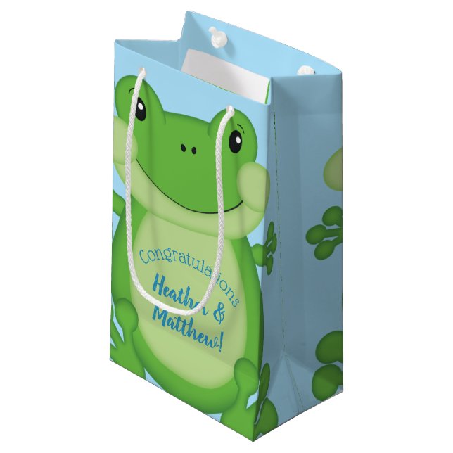 Bolsa De Regalo Pequeña Frog Baby Shower Blue (Angulo Anverso)