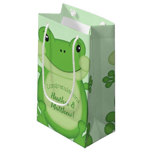 Bolsa De Regalo Pequeña Frog Baby Shower Green (Angulo Anverso)