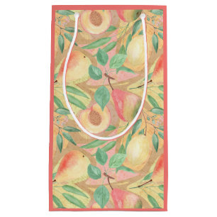 Bolsa De Regalo Pequeña Frutos, melocotones, peras, limones, acuarela