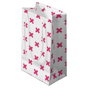 Bolsa De Regalo Pequeña Fuchsia cruza puntos en blanco