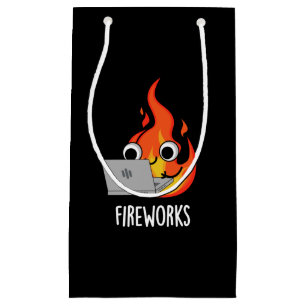 Bolsa De Regalo Pequeña Fuegos artificiales Funny Fire Flame Pun Dark BG
