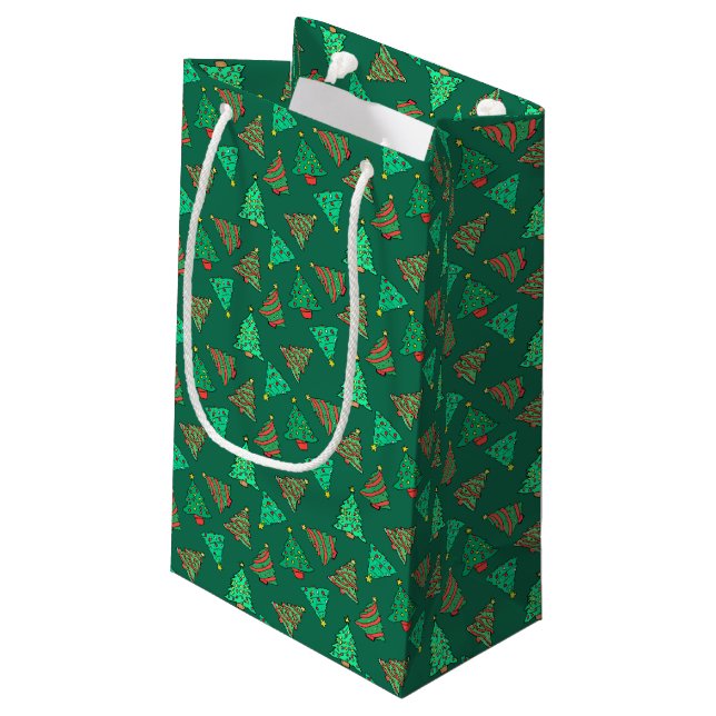 Bolsa De Regalo Pequeña Fun Christmas Tree Pattern Green (Angulo reverso)