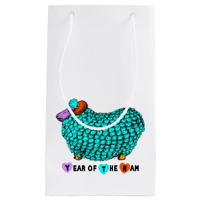 Bolsa De Regalo Pequeña Funny Turquoise Ram Año Chino Zodiac S Gige Bag (Anverso)