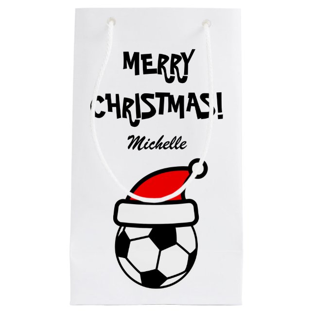 Bolsa De Regalo Pequeña Fútbol Navidad divertido personalizado (Anverso)