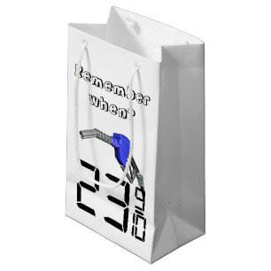 Bolsa De Regalo Pequeña Gasolina Nozzle con el precio del gas de los años 