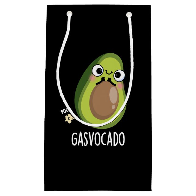 Bolsa De Regalo Pequeña Gasvocado Funny Farting Aguacate Pun Dark BG (Anverso)