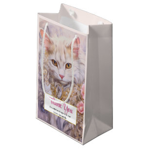 Bolsa De Regalo Pequeña Gato blanco elegante en joyas de lujo gracias