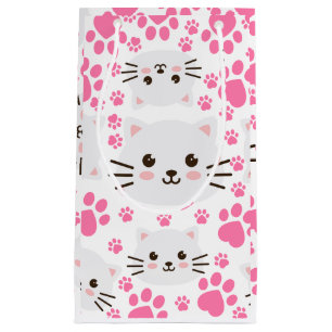 Bolsa De Regalo Pequeña Gato blanco y papa rosa