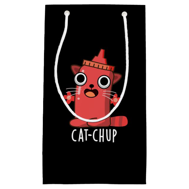 Bolsa De Regalo Pequeña Gato-chup Gracioso Ketchup Pun Dark BG (Anverso)