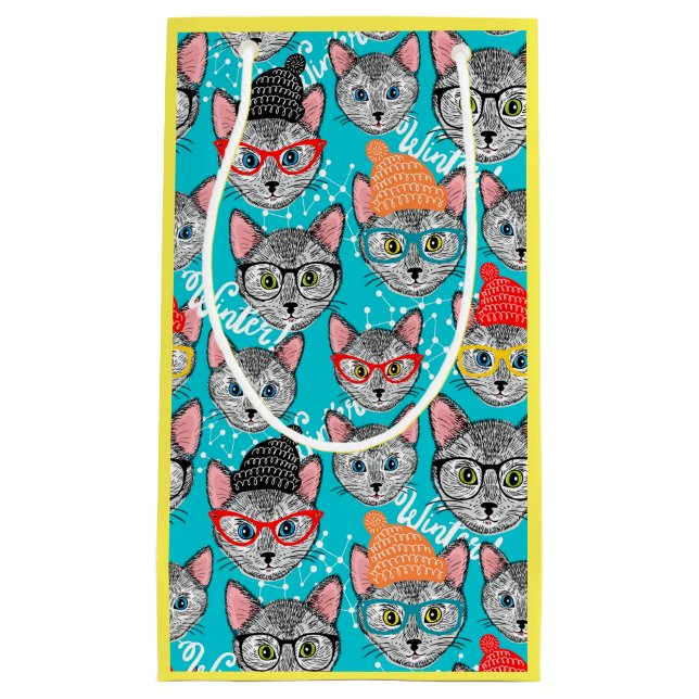 Bolsa De Regalo Pequeña Gato en el gorra (Anverso)