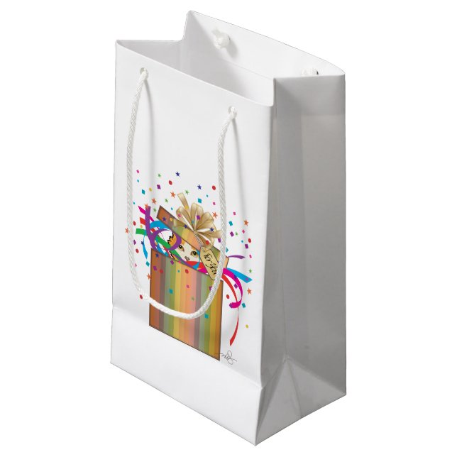 Bolsa De Regalo Pequeña Gato Peek-a-Boo en una caja (Angulo Anverso)