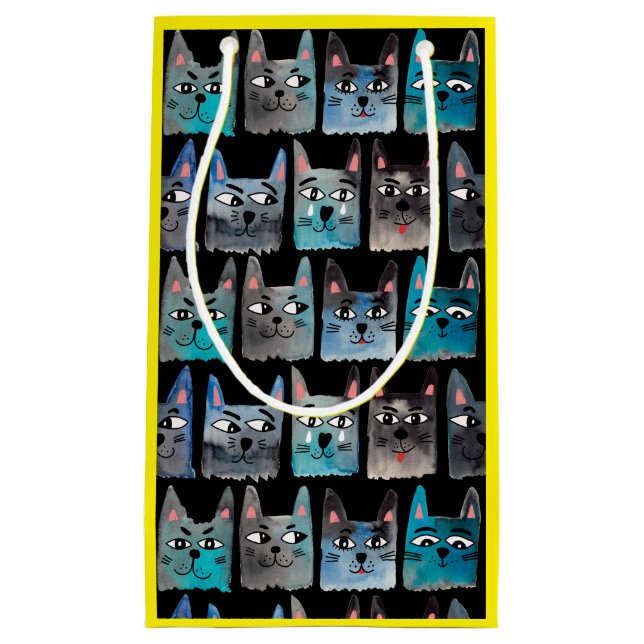 Bolsa De Regalo Pequeña Gatos azules (Anverso)