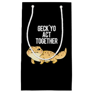 Bolsa De Regalo Pequeña Geck Yo Actúa Juntos Funny Gecko Pun Dark BG