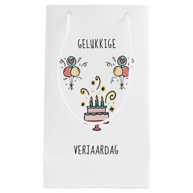 Bolsa De Regalo Pequeña Gelukkige Verjaardag | Happy Birthday (Anverso)