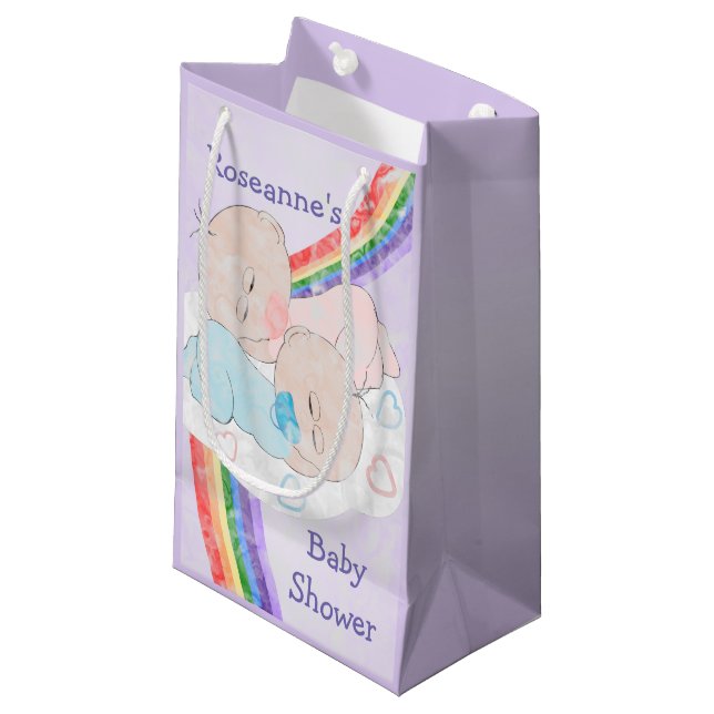 Bolsa De Regalo Pequeña Gemelos Baby Shower (Angulo Anverso)