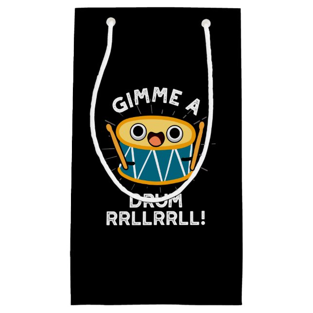 Bolsa De Regalo Pequeña Gimme A Drum RRLLRLL Funny Drummer Pun Dark BG (Anverso)