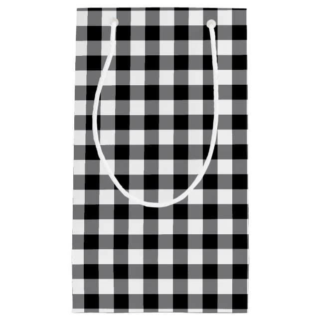 Bolsa De Regalo Pequeña Gingham Blanco Y Negro (Anverso)