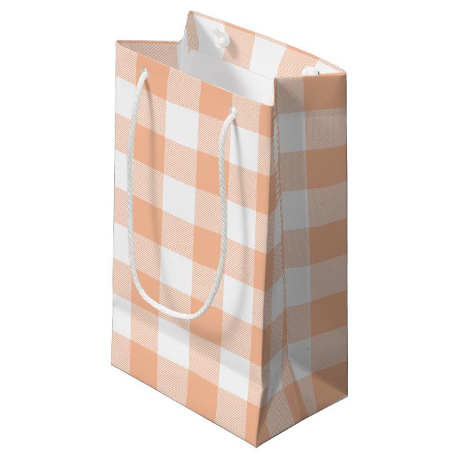 Bolsa De Regalo Pequeña Gingham de Peach and White Country (Angulo Anverso)