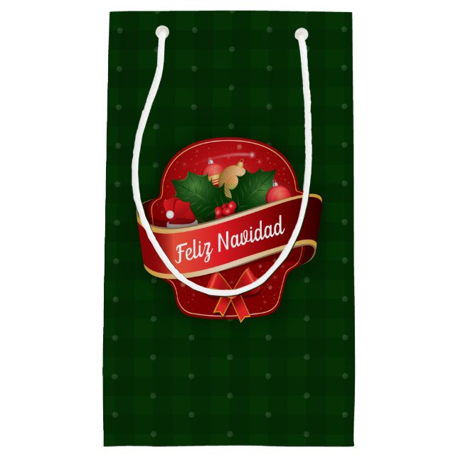 Bolsa De Regalo Pequeña Gingham Feliz Navidad (Anverso)