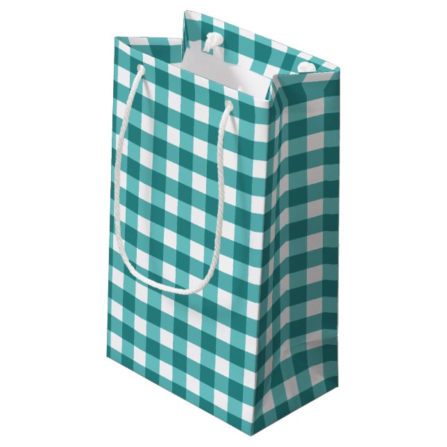 Bolsa De Regalo Pequeña gingham verde azulada (Angulo reverso)