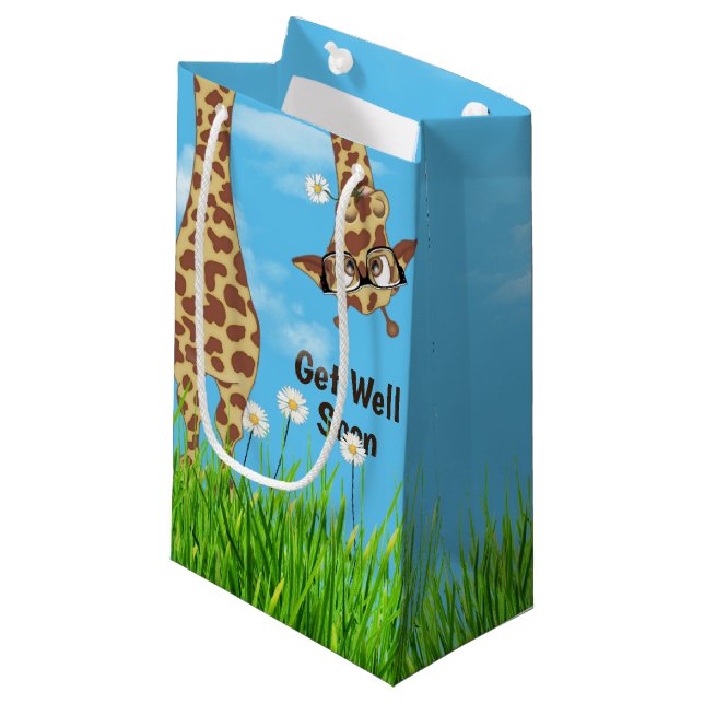 Bolsa De Regalo Pequeña Girafa con gafas en hierba (Angulo Anverso)