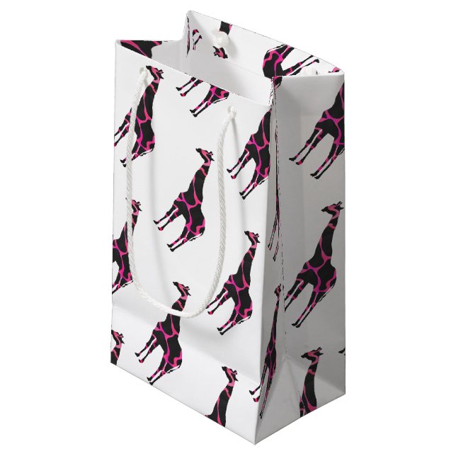 Bolsa De Regalo Pequeña Giraffe Hot Pink and Black Silhouette (Angulo Anverso)