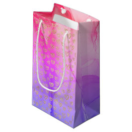 Bolsa de Regalo Pequeña Girly Purple Gold Hearts