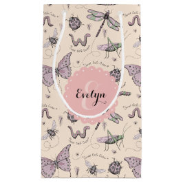 Bolsa De Regalo Pequeña Girly Rubor Pink Insect mariposa