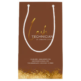Bolsa De Regalo Pequeña Glamorous Gold & Brown Lash Tech