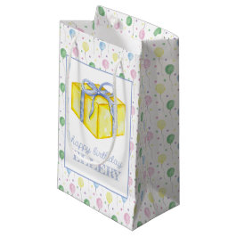 Bolsa De Regalo Pequeña Globos de cumpleaños acuarela presente personaliza