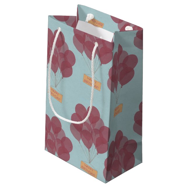 Bolsa De Regalo Pequeña Globos de cumpleaños felices (Angulo reverso)