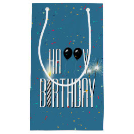 Bolsa De Regalo Pequeña Globos de cumpleaños negros y espumantes