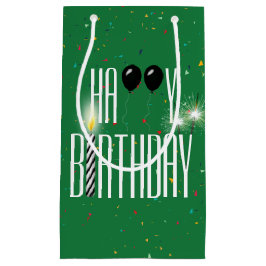 Bolsa De Regalo Pequeña Globos de cumpleaños negros y espumantes