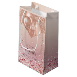 Bolsa De Regalo Pequeña Globos de lluvia de purpurina dorada rosa para fie