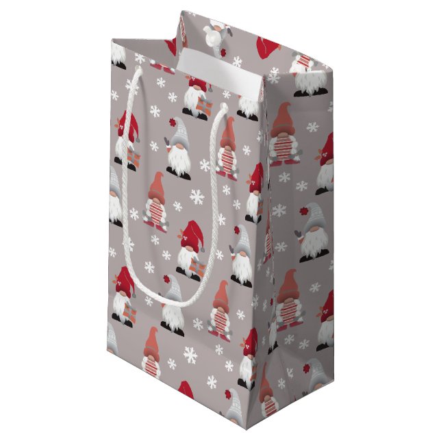 Bolsa De Regalo Pequeña Gnomes de moda nórdicos Rojo rosa gris (Angulo Anverso)