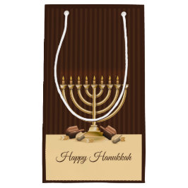Bolsa De Regalo Pequeña Golden Menorah Hanukkah
